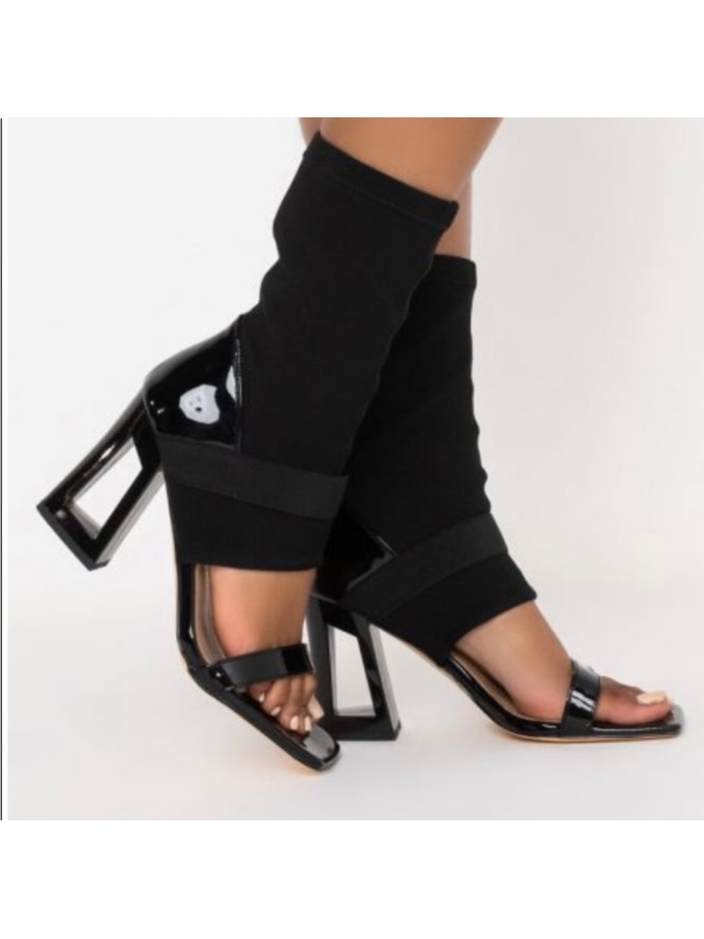 Azalea Wang Block Heel Sock Sandals - Women